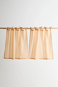 Skinny Tie Top Solid Café Curtain Set