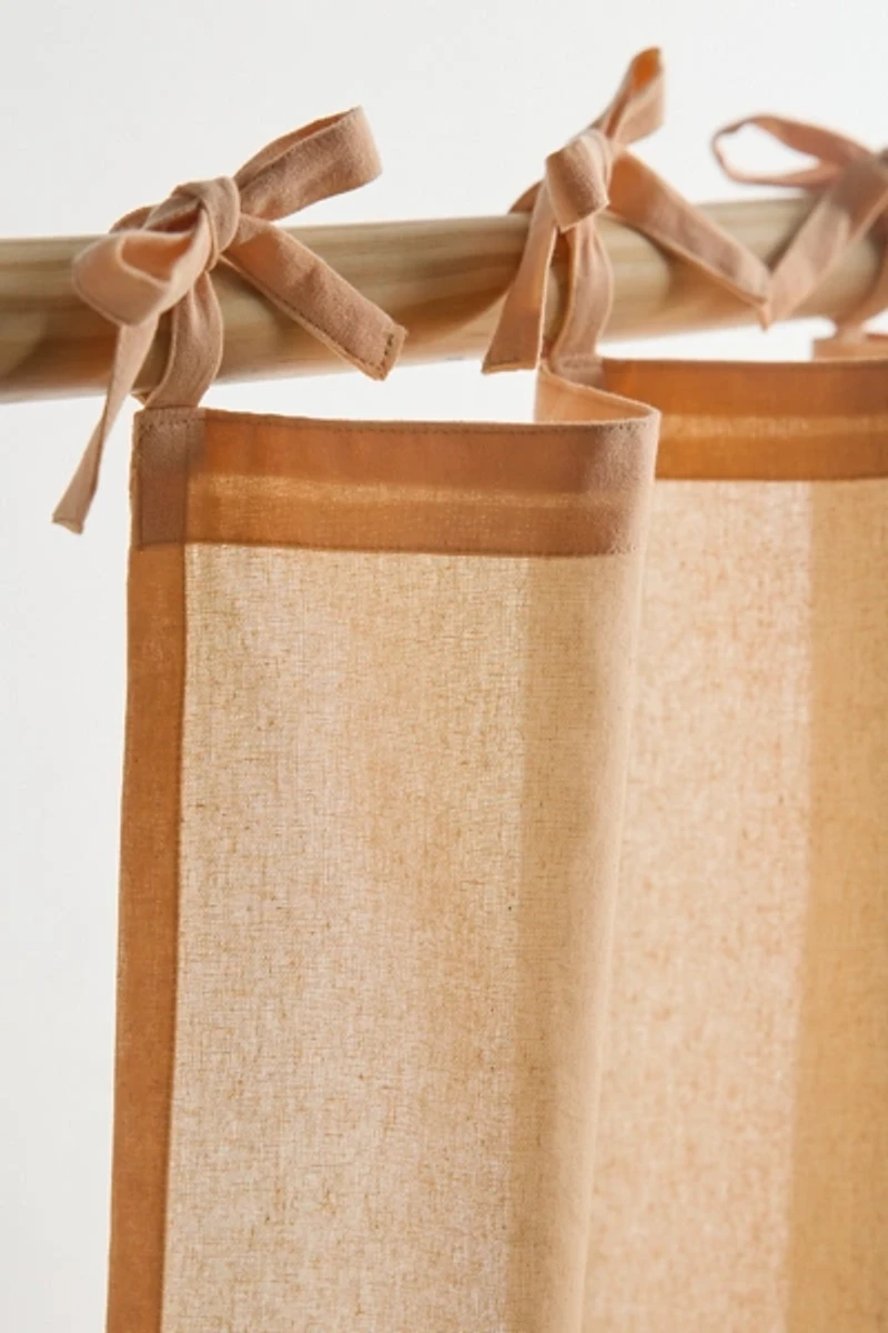 Skinny Tie Top Solid Café Curtain Set