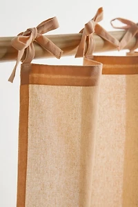 Skinny Tie Top Solid Café Curtain Set