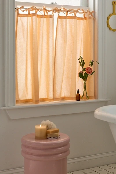 Skinny Tie Top Solid Café Curtain Set