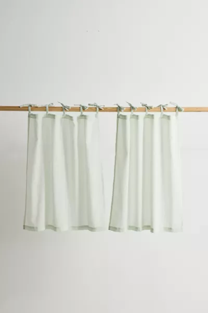 Skinny Tie Top Solid Café Curtain Set