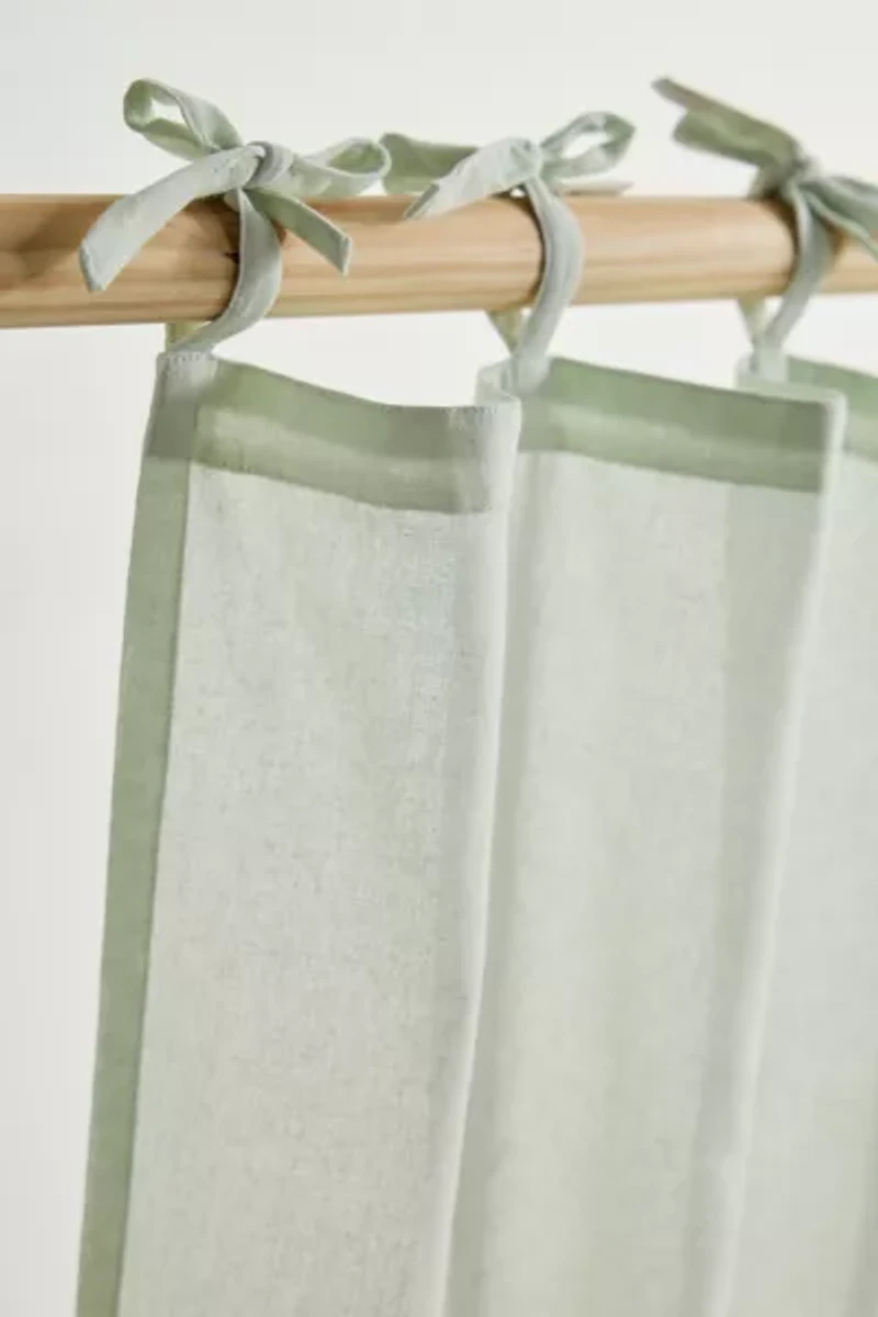 Skinny Tie Top Solid Café Curtain Set