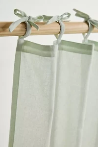 Skinny Tie Top Solid Café Curtain Set