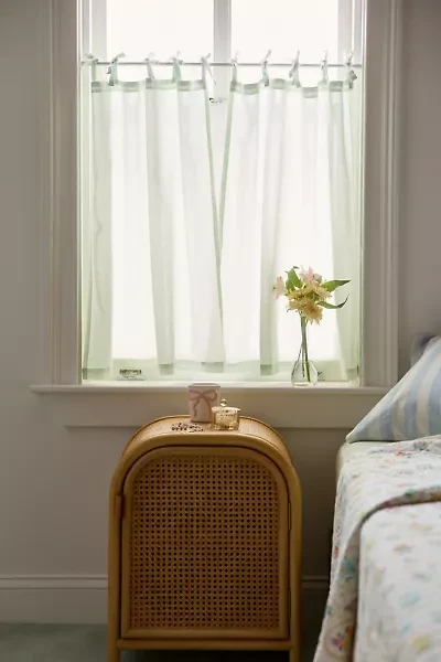 Skinny Tie Top Solid Café Curtain Set
