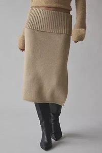 House Of Sunny Courtney Towelling Foldiver Knit Midi Skirt