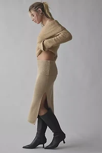 House Of Sunny Courtney Towelling Foldiver Knit Midi Skirt
