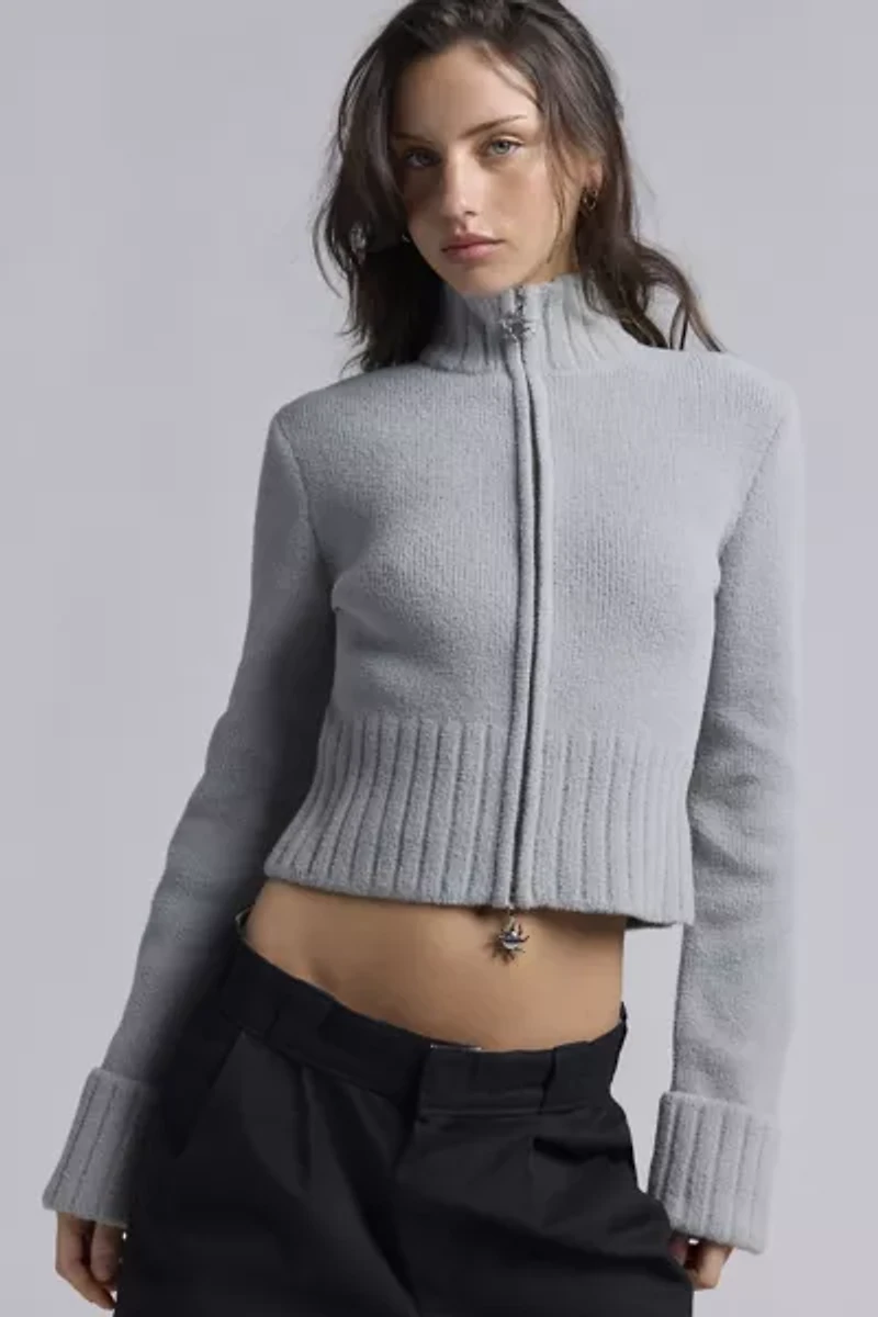 House Of Sunny Chunky Rib Peggy Zip-Up Cardigan