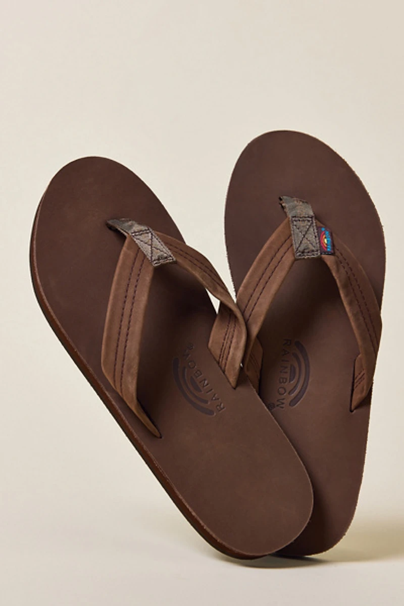 Rainbow Men's Leather Single Layer Flip Flop Sandals