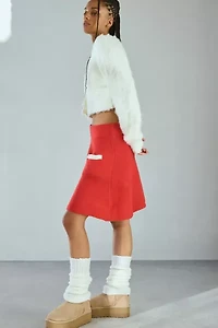 Neon Rose Contrast Trim Sweater Mini Skirt