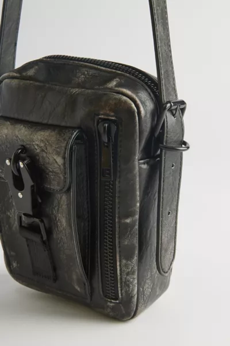 Washed Faux Leather Crossbody Bag