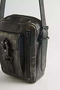 Washed Faux Leather Crossbody Bag
