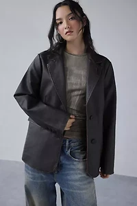 Silence + Noise Lexi Oversized Faux Leather Blazer