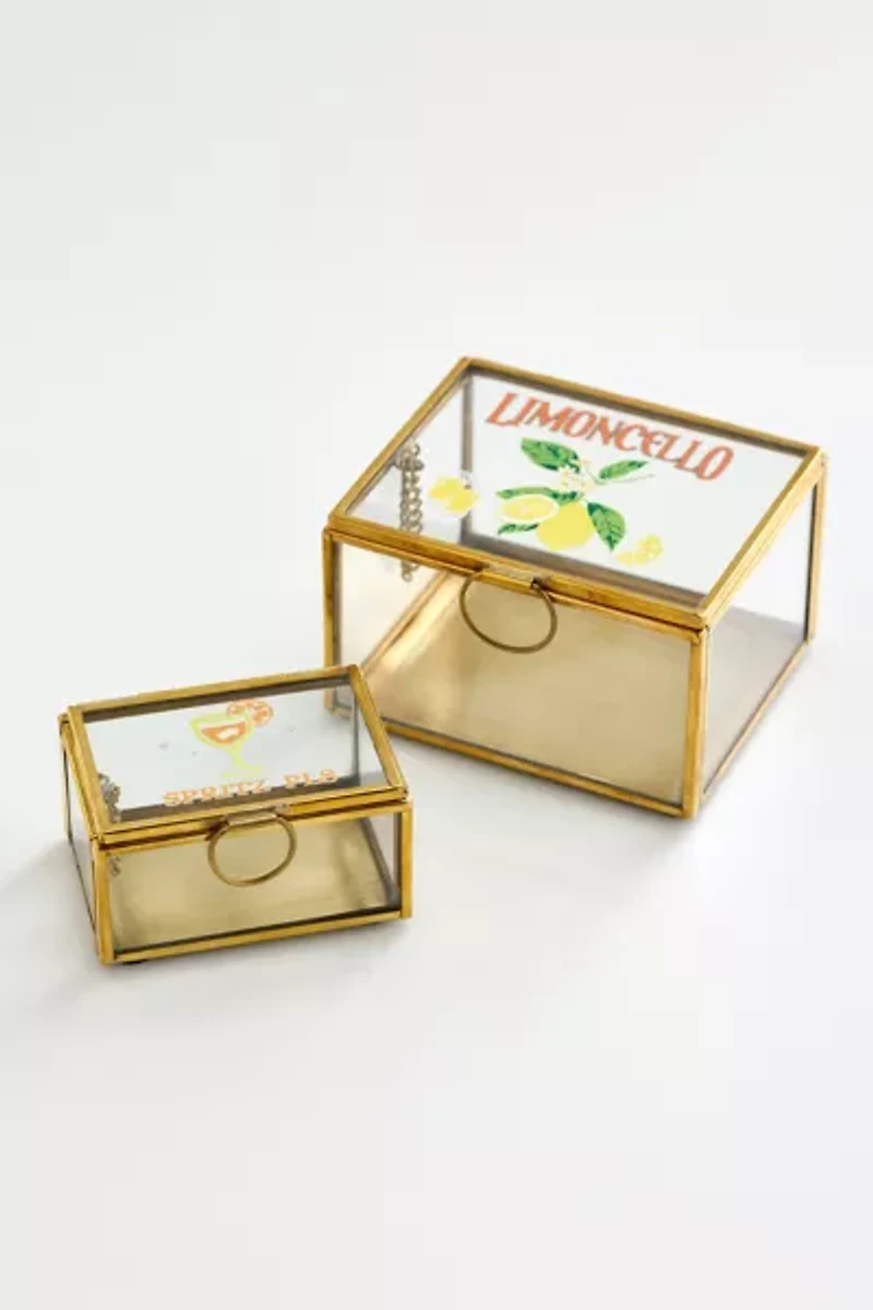 Citrus Spritz Cocktail Printed Glass Trinket Box