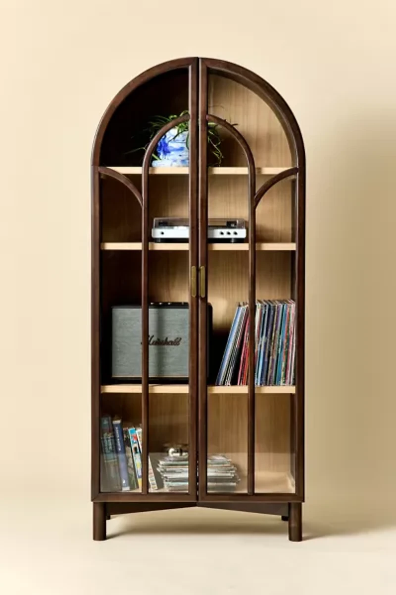 Camille Arched Glass Paned Storage Cabinet