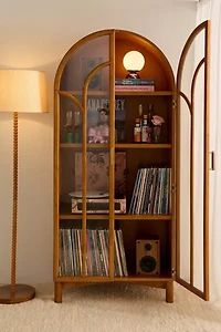 Camille Arched Glass Paned Storage Cabinet
