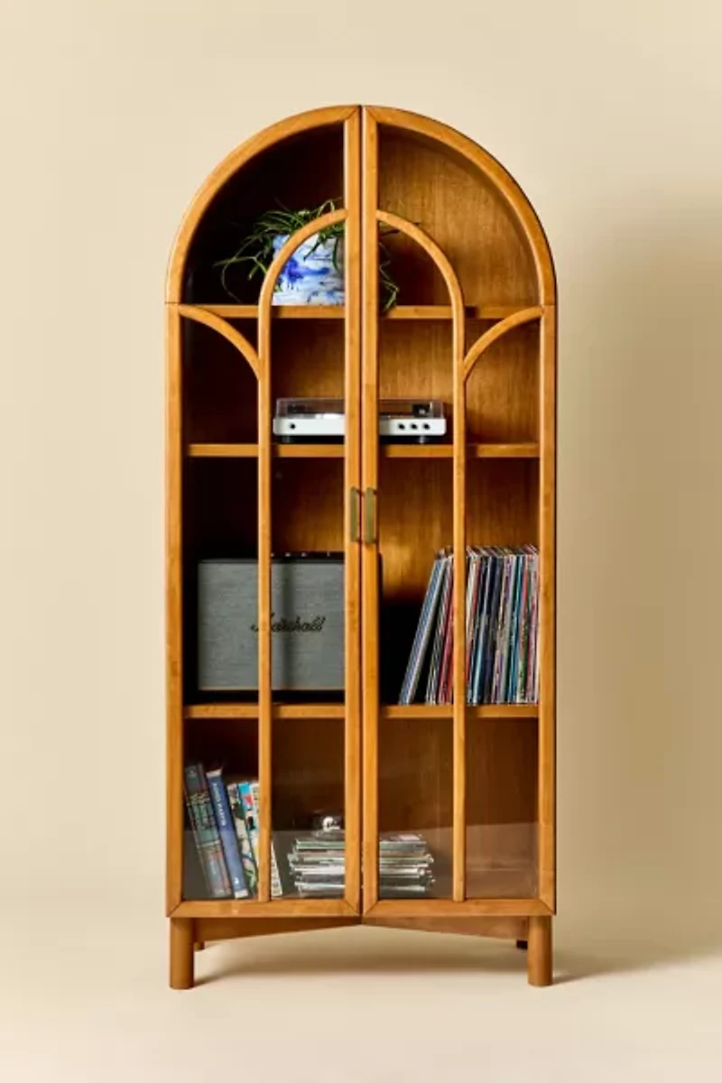 Camille Arched Glass Paned Storage Cabinet