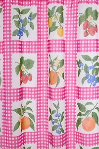 Gingham Fruit Patterned Shower Curtain