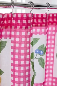 Gingham Fruit Patterned Shower Curtain