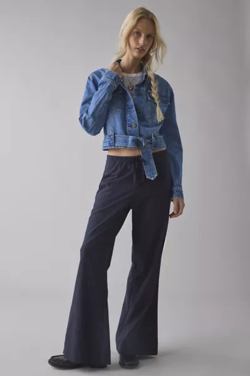 Wrangler Denim Cropped Moto Jacket