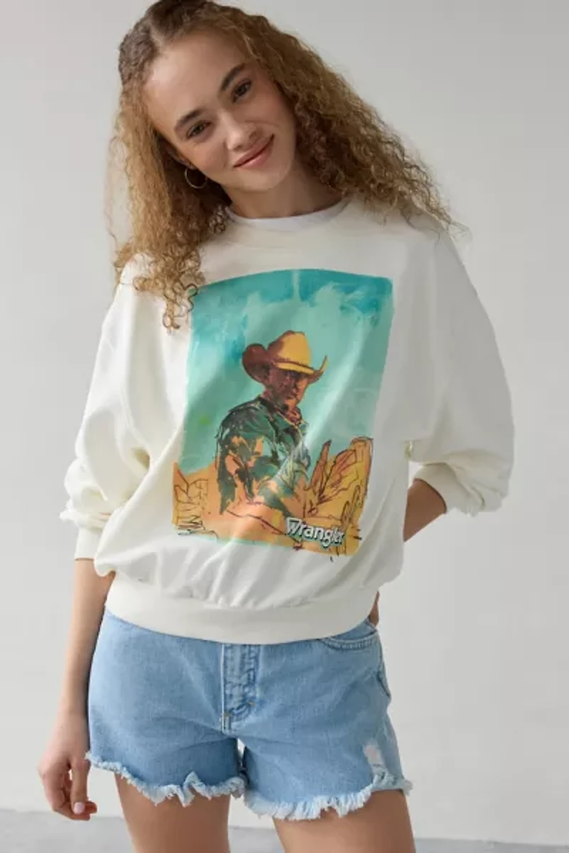 Wrangler Cowboy Graphic Oversized Crew Neck Pullover
