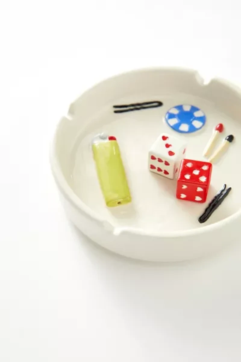 Vices Patterned Ceramic Ashtray