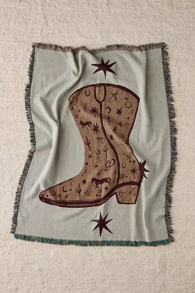 Tuft Luck UO Exclusive Doodle Boot Tapestry Throw Blanket