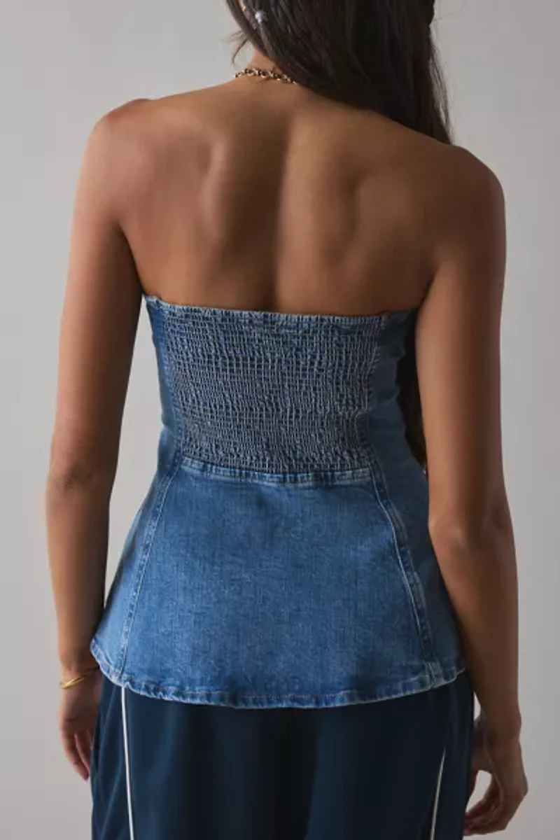 Wrangler Denim Bustier Button-Front Strapless Top