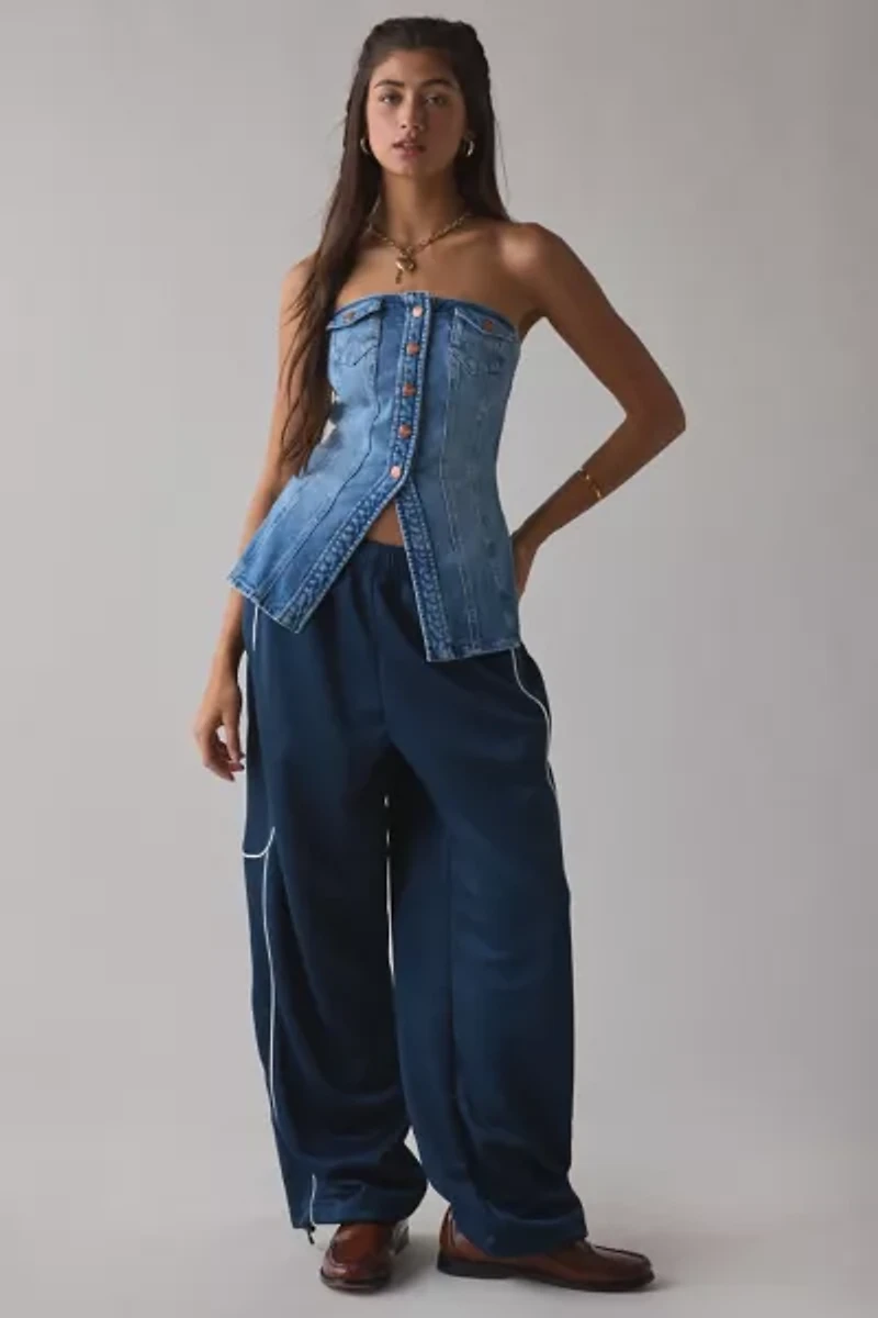 Wrangler Denim Bustier Button-Front Strapless Top
