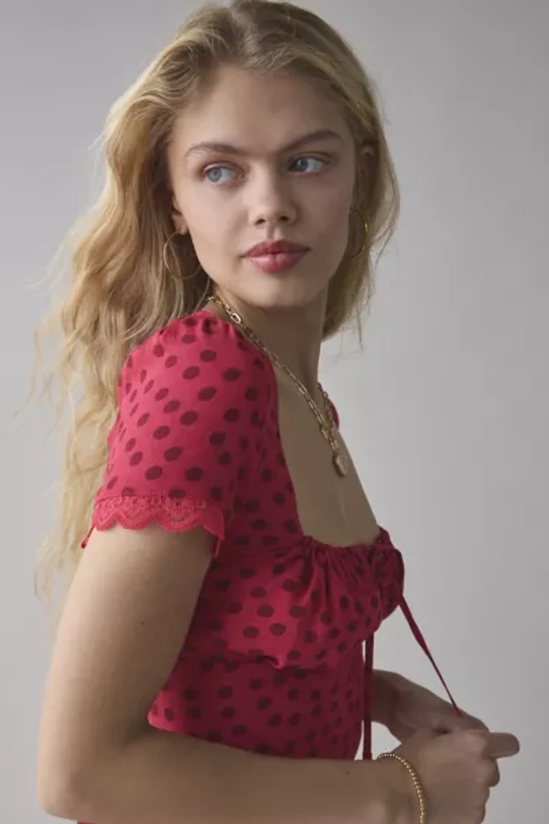 Kimchi Blue Sloan Square-Neck Empire Waist Mini Dress