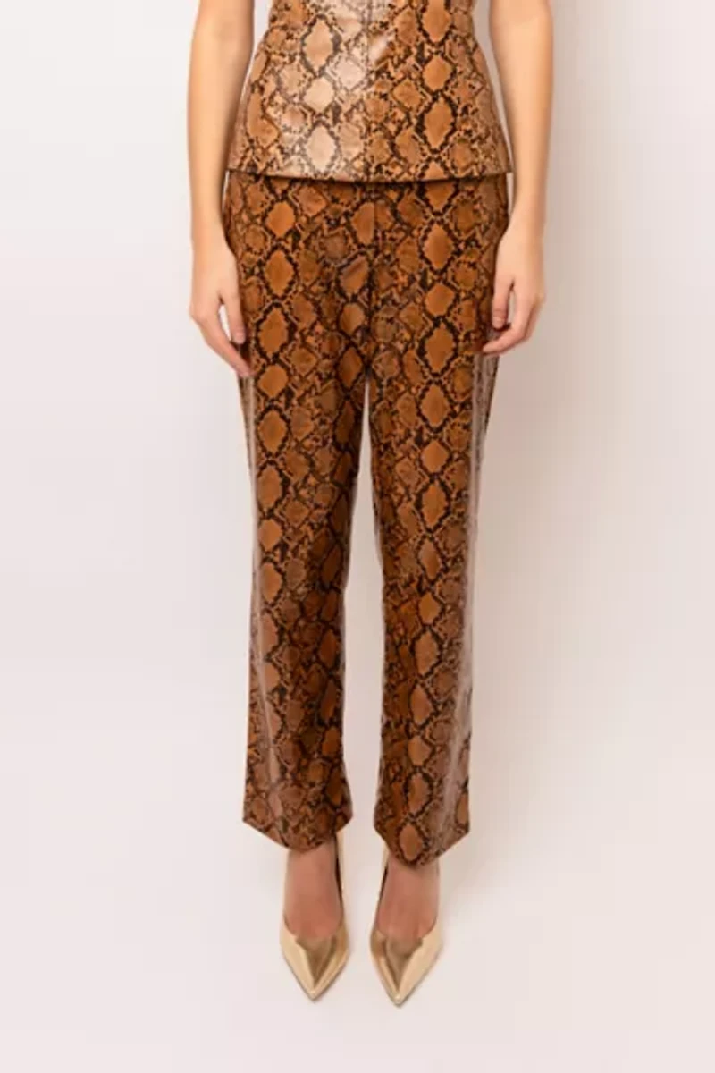 AMY LYNN Faux Leather Snakeskin Pant