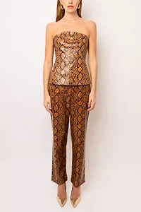 AMY LYNN Faux Leather Snakeskin Bandeau Top