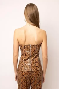 AMY LYNN Faux Leather Snakeskin Bandeau Top