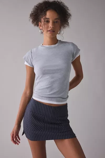 UO Dariah Pinstripe Low Rise Micro Skort