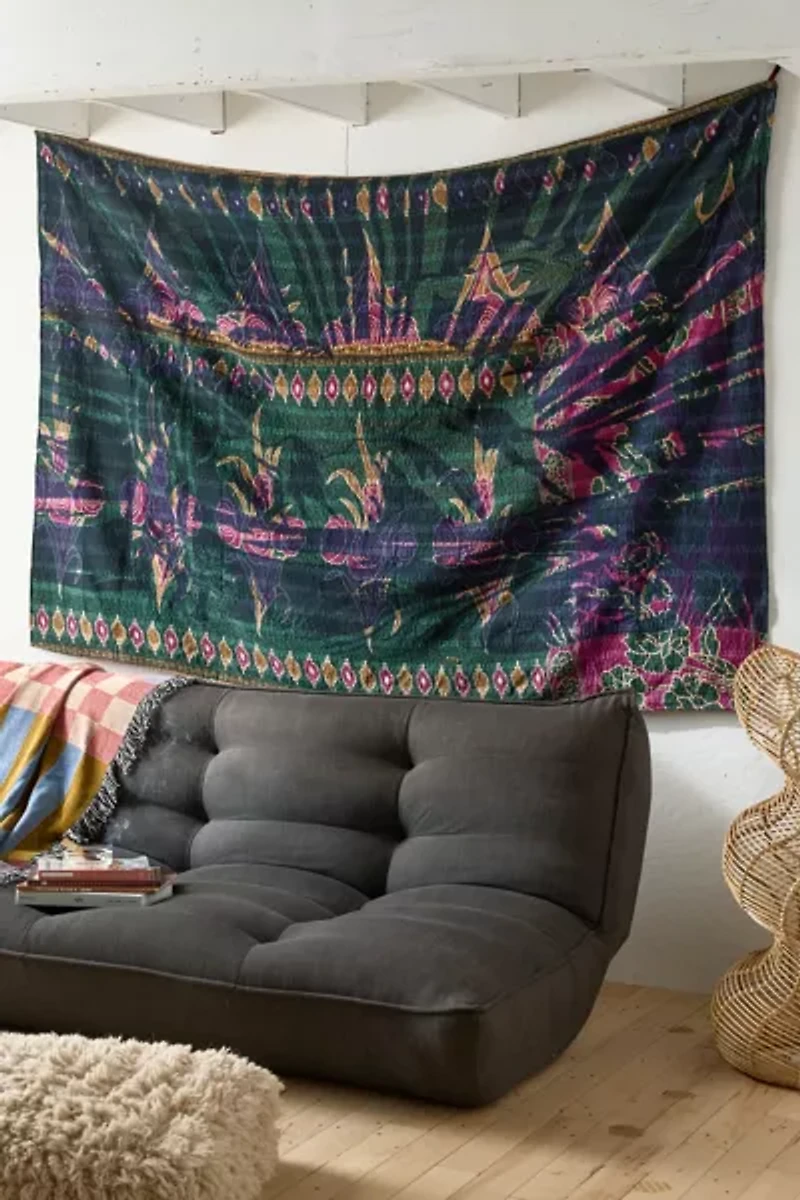 ReMADE By UO Remnants Arizona Screen Printed Kantha Tapestry