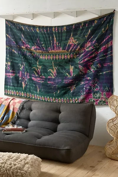 ReMADE By UO Remnants Arizona Screen Printed Kantha Tapestry
