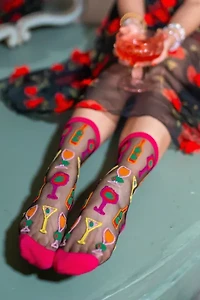 Sock Candy Cocktail Hour Black Sheer Sock