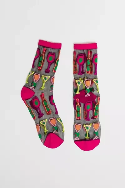 Sock Candy Cocktail Hour Black Sheer Sock