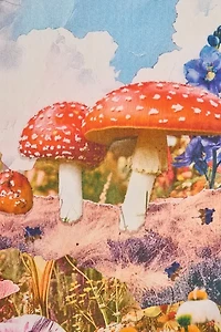 Collage Blooms Floral Mushroom Printed Tapestry