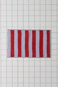 Awning Stripe Plush Printed Bath Mat