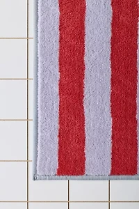 Awning Stripe Plush Printed Bath Mat