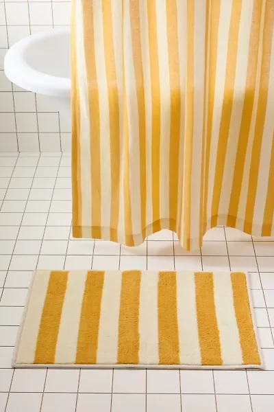 Awning Stripe Plush Printed Bath Mat