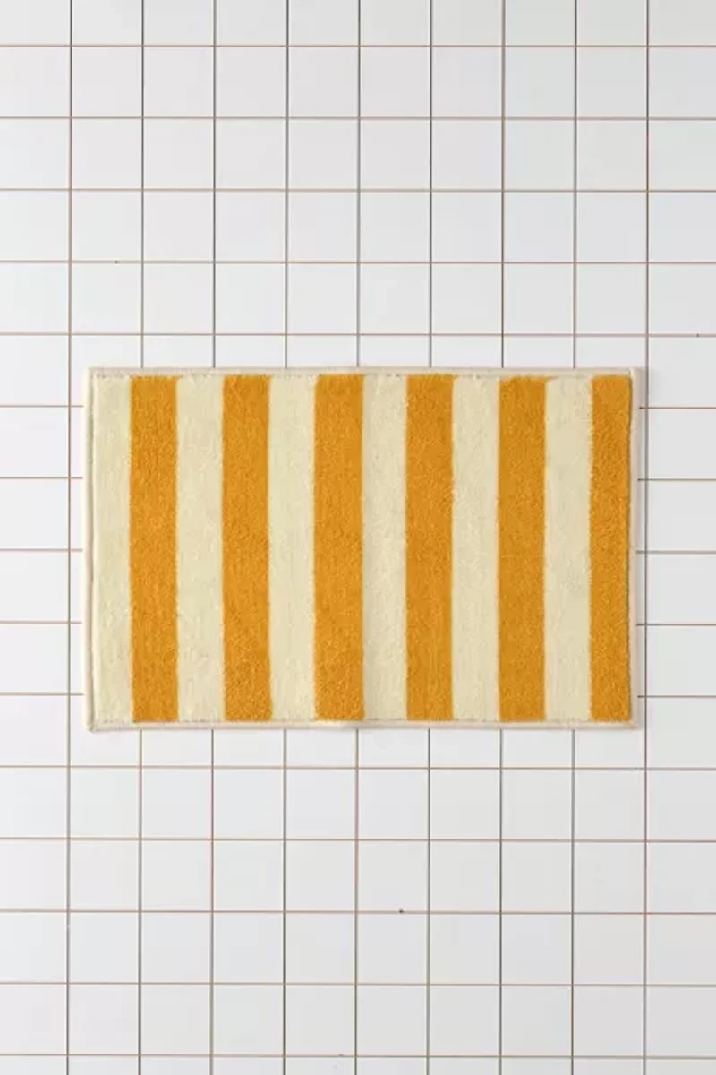 Awning Stripe Plush Printed Bath Mat