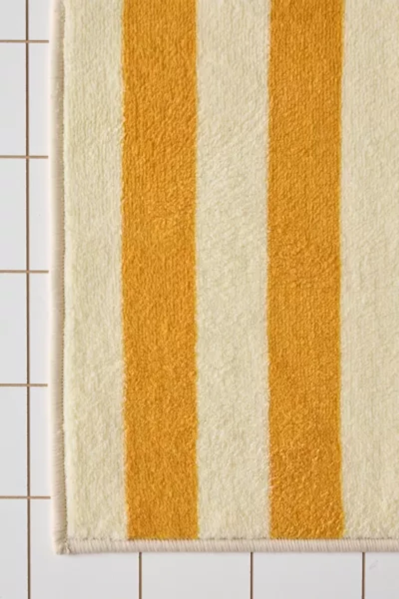Awning Stripe Plush Printed Bath Mat