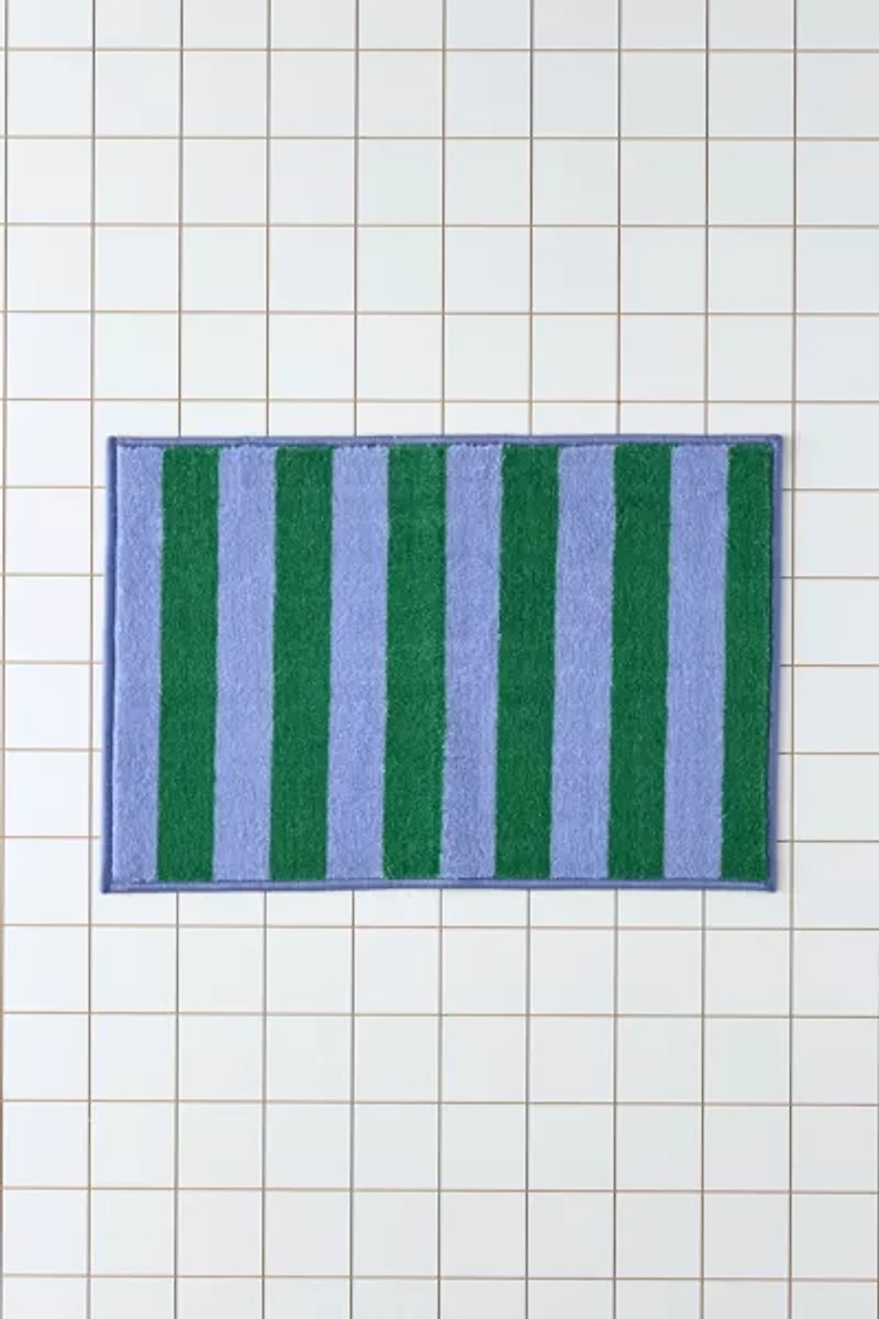 Awning Stripe Plush Printed Bath Mat