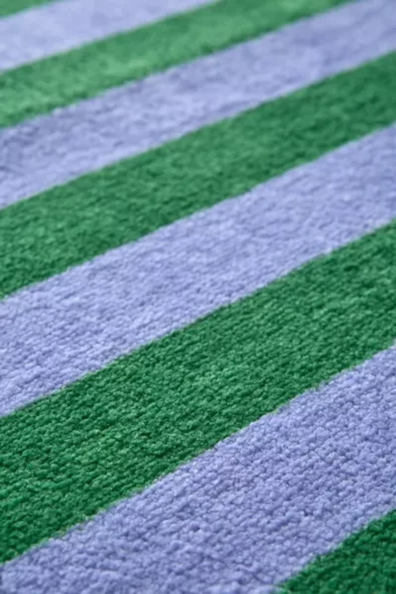Awning Stripe Plush Printed Bath Mat