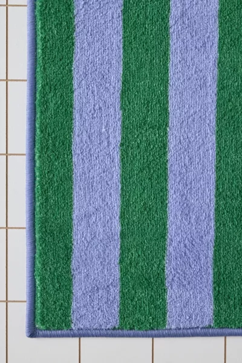 Awning Stripe Plush Printed Bath Mat