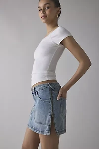 GUESS ORIGINALS Side-Zip Denim Mini Skirt
