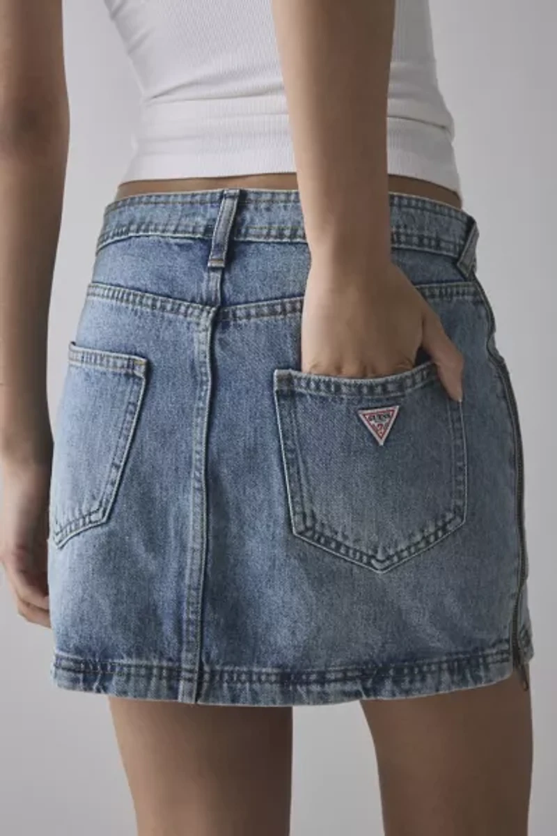 GUESS ORIGINALS Side-Zip Denim Mini Skirt