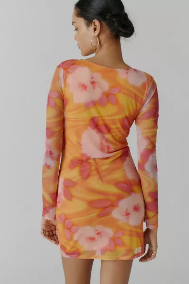 Giuliana Mesh Long Sleeve Mini Dress