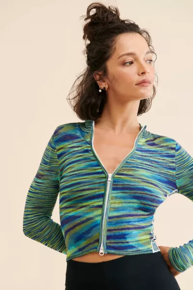 Space Dye Zip Thru Cardigan